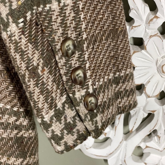 Lizwear Plaid Brown Suit Jacket Blazer Double Button Vintage - Picture 4 of 7